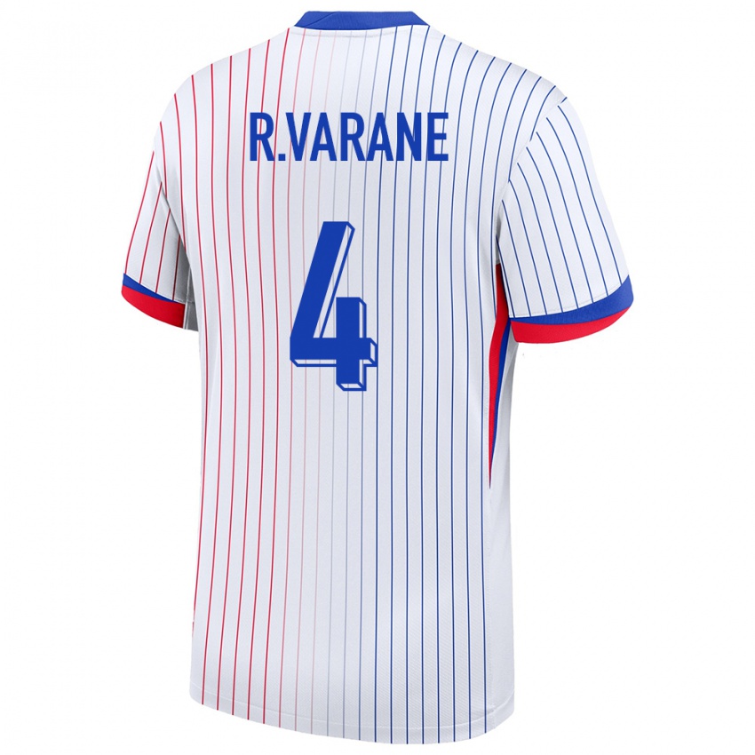 Kinder Frankreich Raphael Varane #4 Weiß Auswärtstrikot Trikot 24-26 T-Shirt