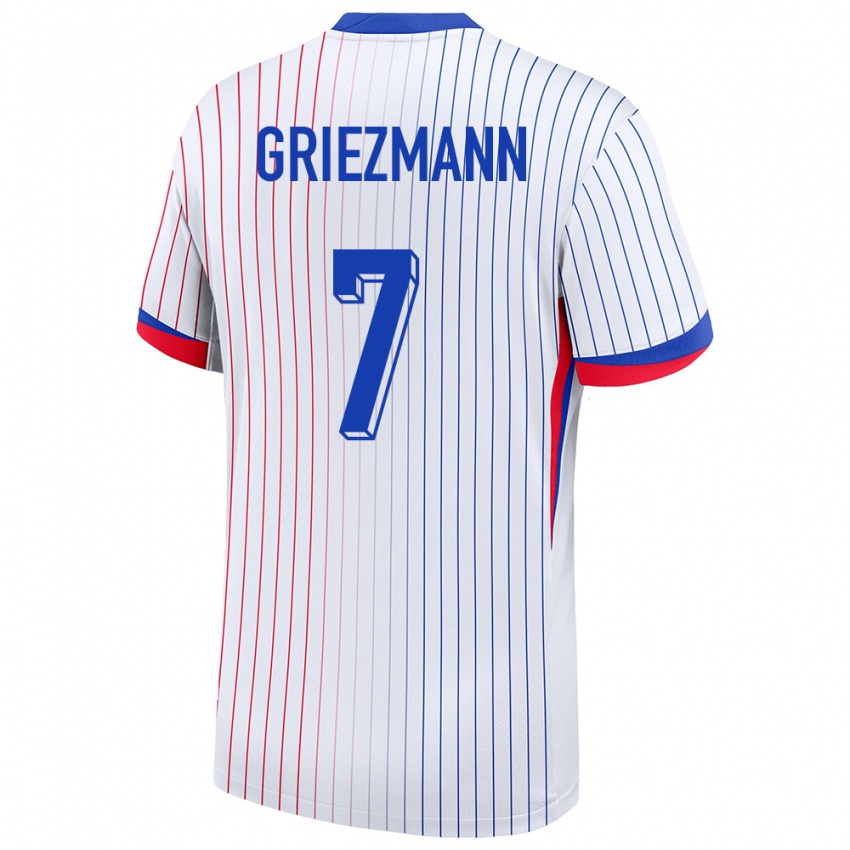 Kinder Frankreich Antoine Griezmann #7 Weiß Auswärtstrikot Trikot 24-26 T-Shirt