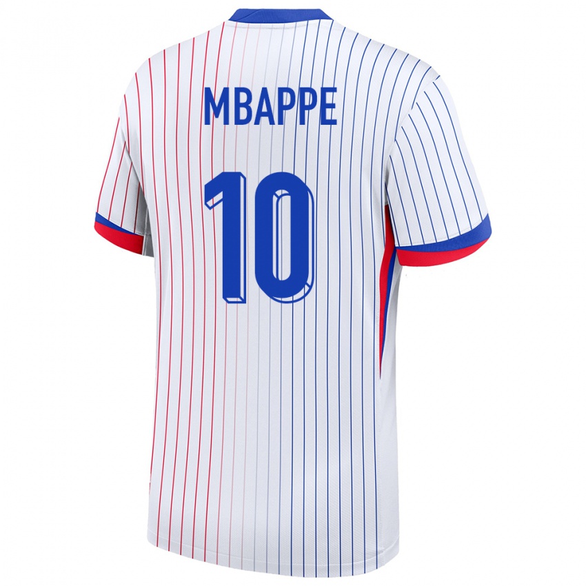 Kinder Frankreich Kylian Mbappe #10 Weiß Auswärtstrikot Trikot 24-26 T-Shirt