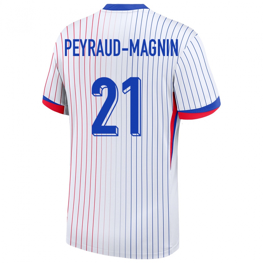 Kinder Frankreich Pauline Peyraud Magnin #21 Weiß Auswärtstrikot Trikot 24-26 T-Shirt