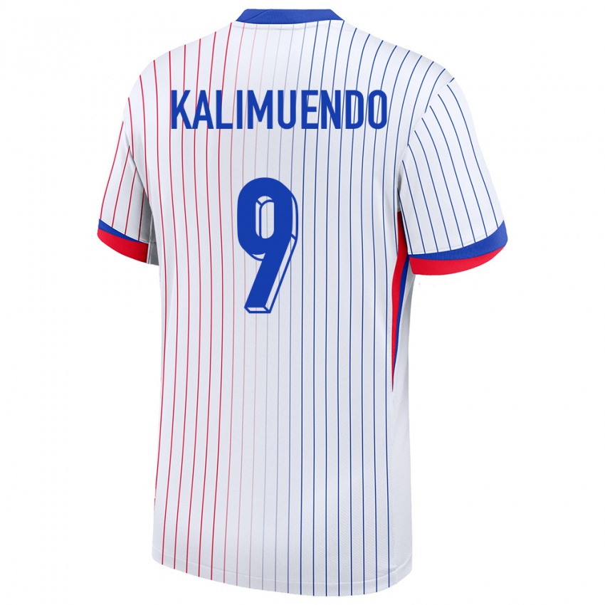 Kinder Frankreich Arnaud Kalimuendo #9 Weiß Auswärtstrikot Trikot 24-26 T-Shirt