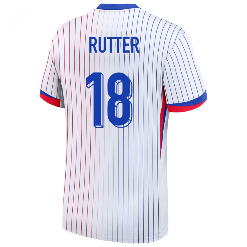 Kinder Frankreich Georginio Rutter #18 Weiß Auswärtstrikot Trikot 24-26 T-Shirt