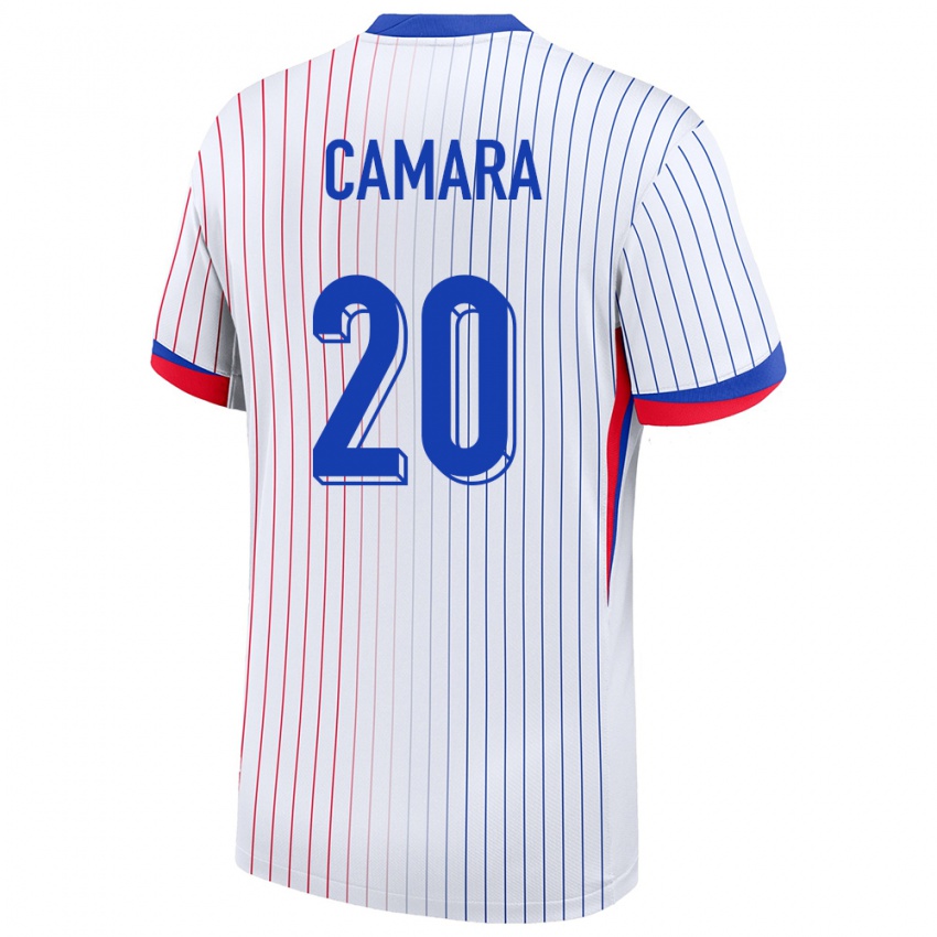 Kinder Frankreich Ousmane Camara #20 Weiß Auswärtstrikot Trikot 24-26 T-Shirt