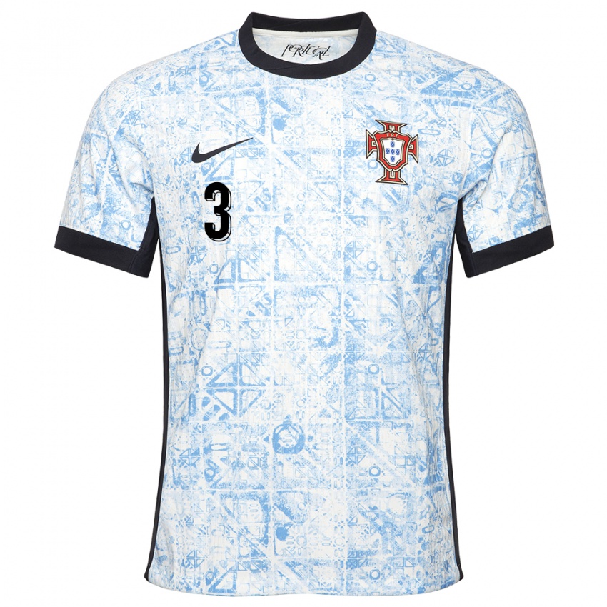 Kinder Portugal Pepe #3 Cremeblau Auswärtstrikot Trikot 24-26 T-Shirt