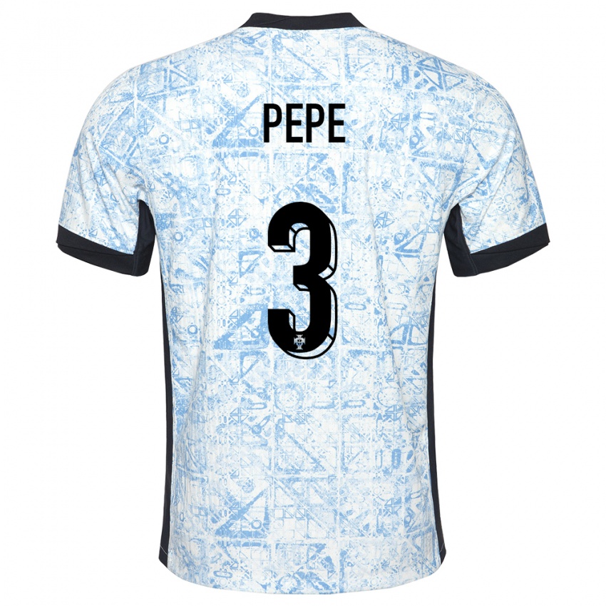 Kinder Portugal Pepe #3 Cremeblau Auswärtstrikot Trikot 24-26 T-Shirt