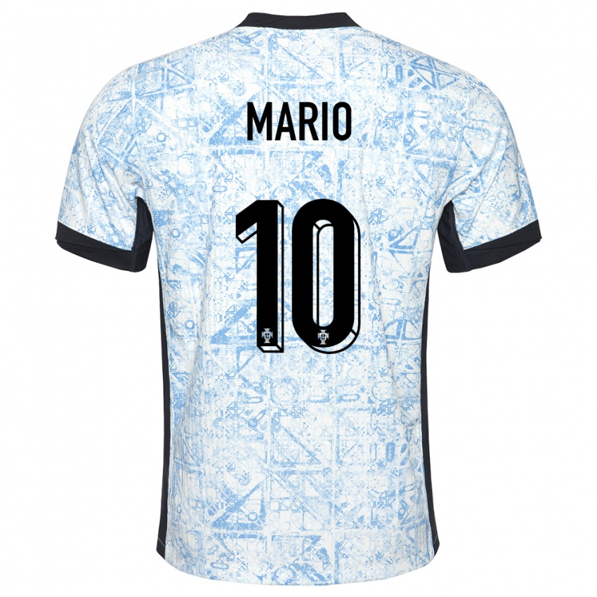 Kinder Portugal Joao Mario #10 Cremeblau Auswärtstrikot Trikot 24-26 T-Shirt