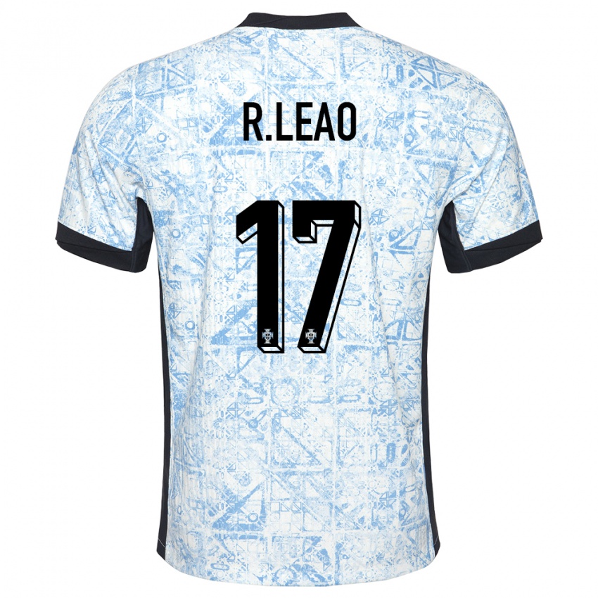 Kinder Portugal Rafael Leao #17 Cremeblau Auswärtstrikot Trikot 24-26 T-Shirt