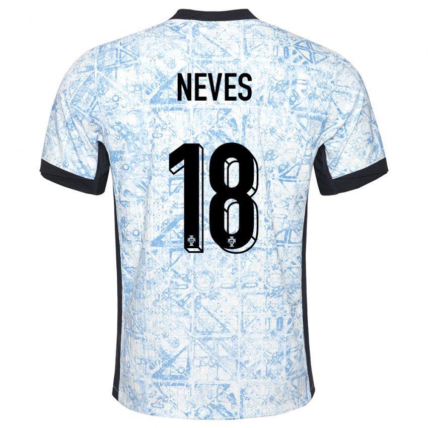 Kinder Portugal Ruben Neves #18 Cremeblau Auswärtstrikot Trikot 24-26 T-Shirt