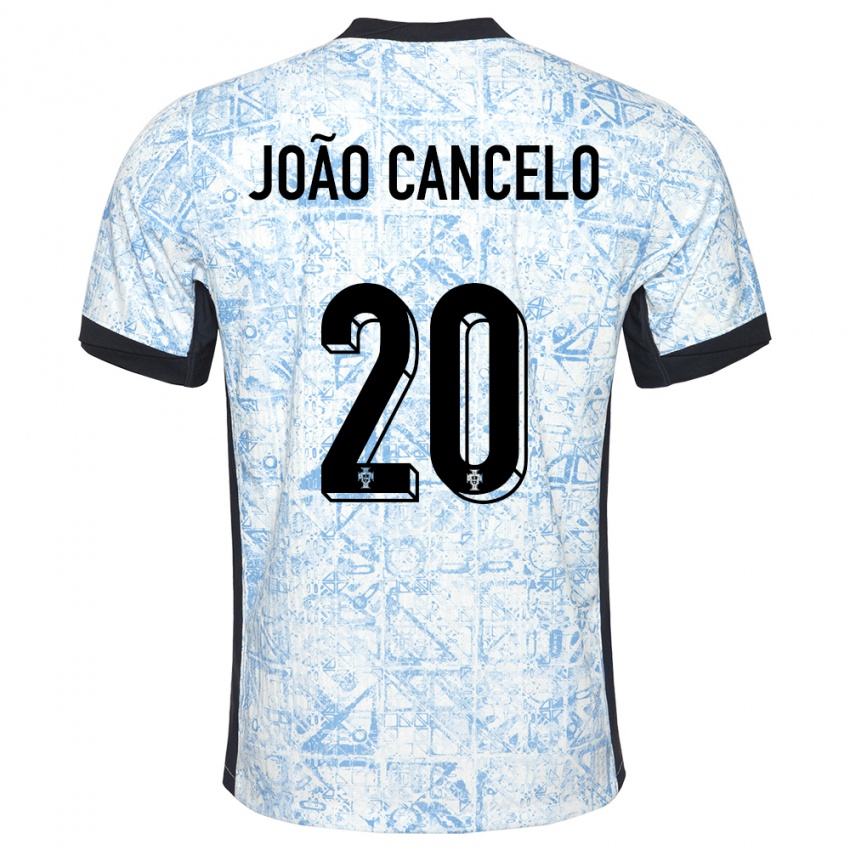 Kinder Portugal Joao Cancelo #20 Cremeblau Auswärtstrikot Trikot 24-26 T-Shirt