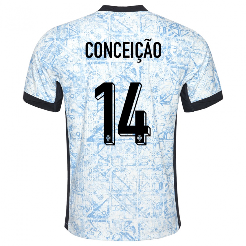 Kinder Portugal Rodrigo Conceicao #14 Cremeblau Auswärtstrikot Trikot 24-26 T-Shirt