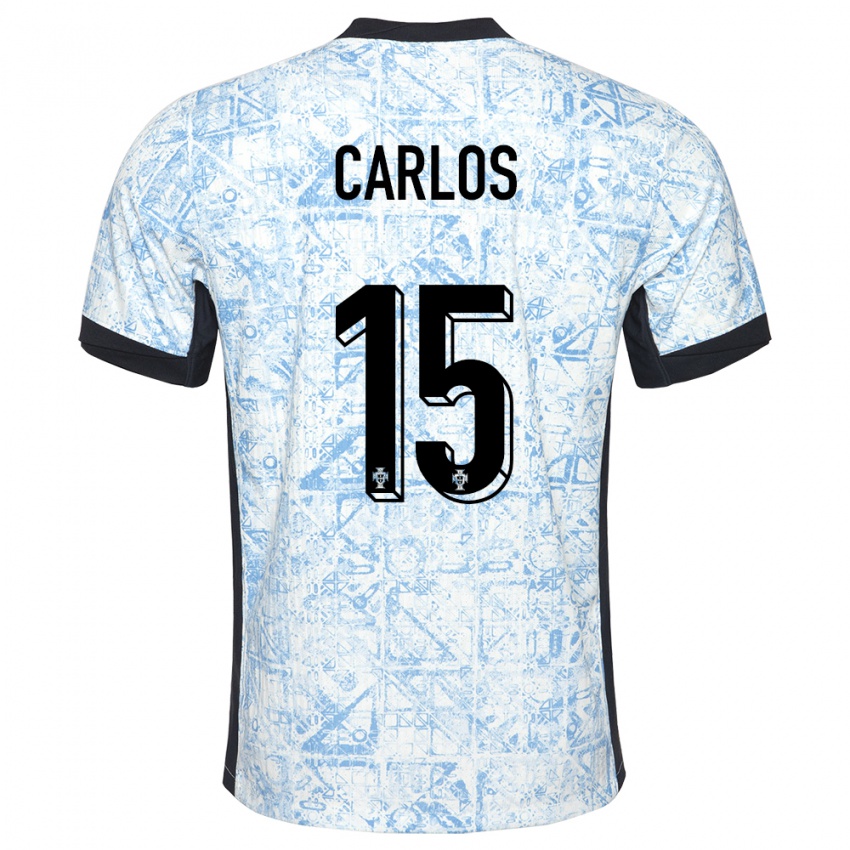 Kinder Portugal Ze Carlos #15 Cremeblau Auswärtstrikot Trikot 24-26 T-Shirt