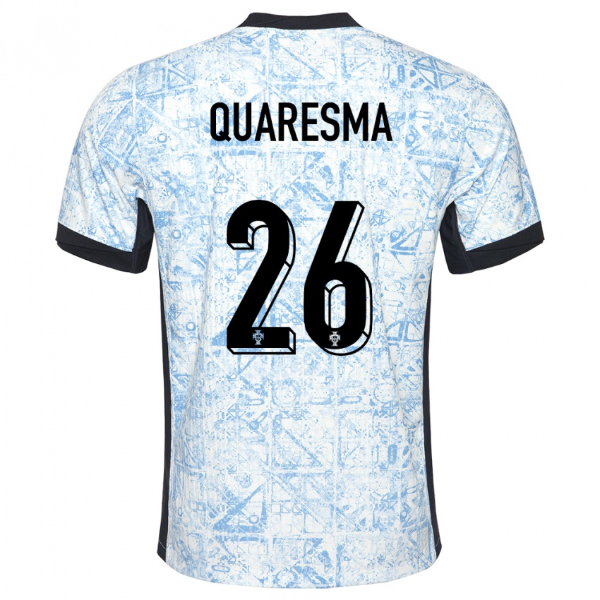 Kinder Portugal Eduardo Quaresma #26 Cremeblau Auswärtstrikot Trikot 24-26 T-Shirt