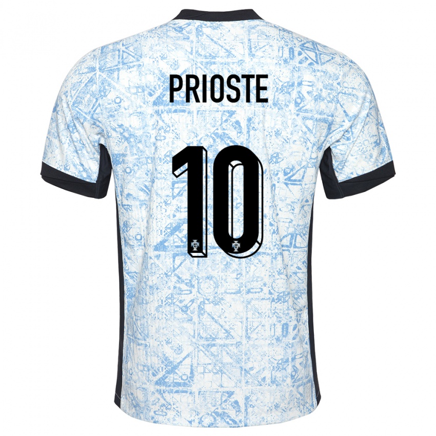 Kinder Portugal Diogo Prioste #10 Cremeblau Auswärtstrikot Trikot 24-26 T-Shirt