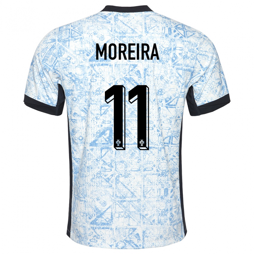 Kinder Portugal Diego Moreira #11 Cremeblau Auswärtstrikot Trikot 24-26 T-Shirt