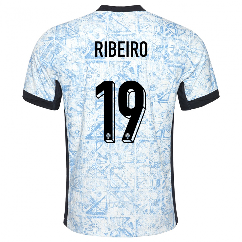 Kinder Portugal Rodrigo Ribeiro #19 Cremeblau Auswärtstrikot Trikot 24-26 T-Shirt