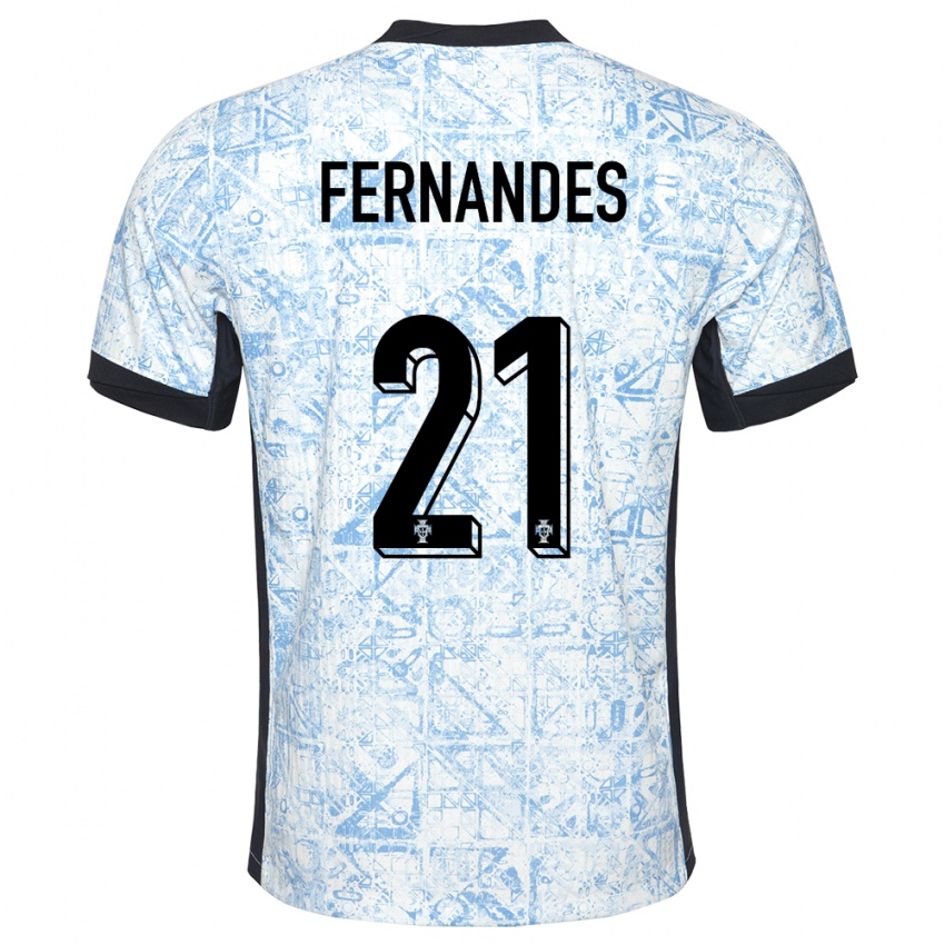 Kinder Portugal Mateus Fernandes #21 Cremeblau Auswärtstrikot Trikot 24-26 T-Shirt