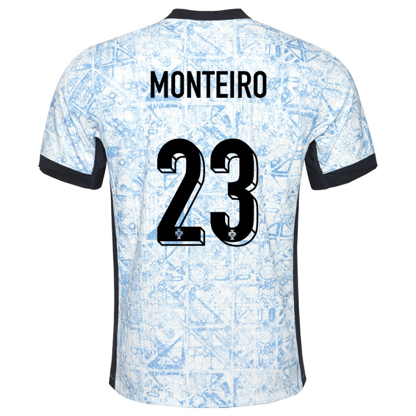 Kinder Portugal David Monteiro #23 Cremeblau Auswärtstrikot Trikot 24-26 T-Shirt