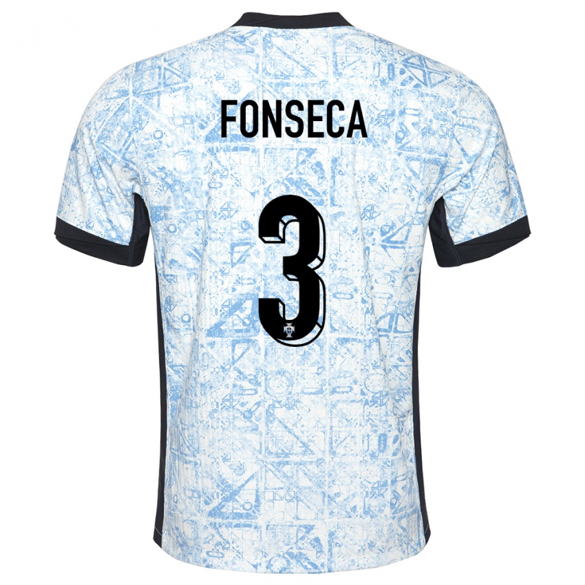 Kinder Portugal Joao Fonseca #3 Cremeblau Auswärtstrikot Trikot 24-26 T-Shirt