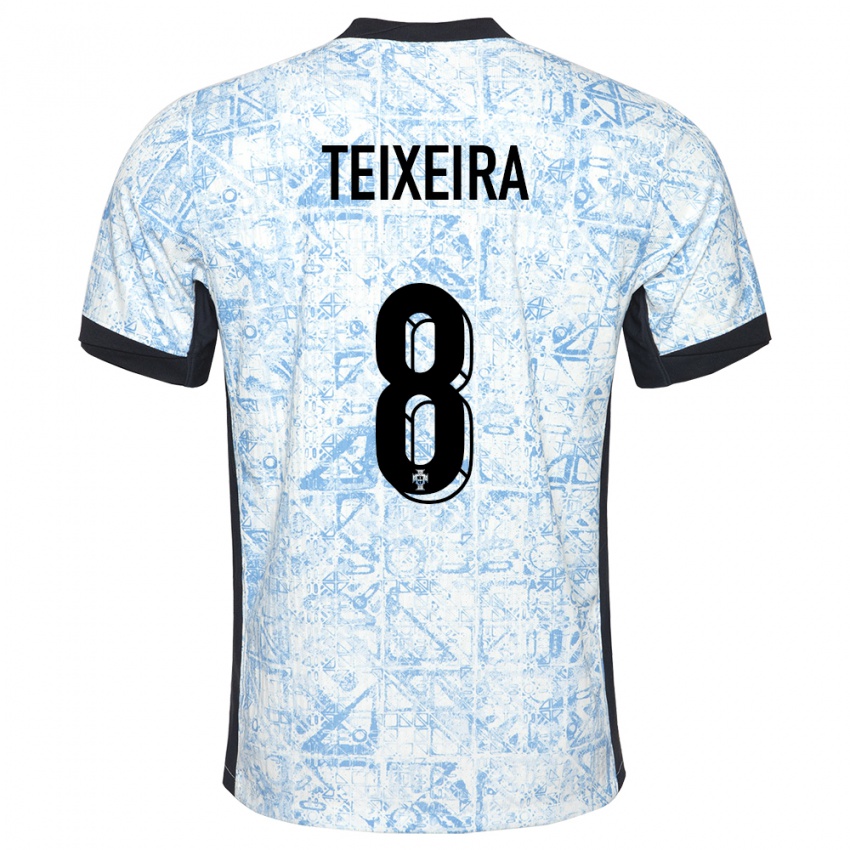 Kinder Portugal Joao Teixeira #8 Cremeblau Auswärtstrikot Trikot 24-26 T-Shirt