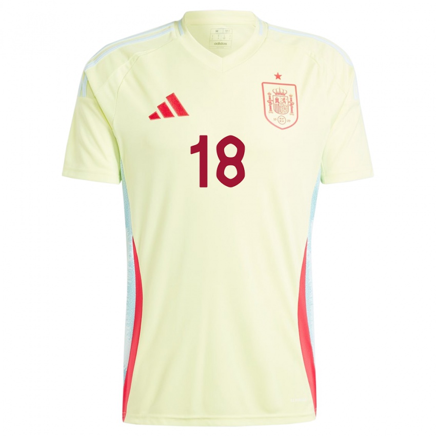 Kinder Spanien Daniel Requena #18 Gelb Auswärtstrikot Trikot 24-26 T-Shirt