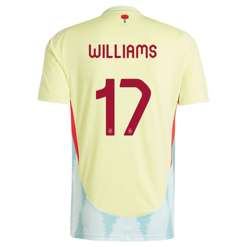 Kinder Spanien Nico Williams #17 Gelb Auswärtstrikot Trikot 24-26 T-Shirt