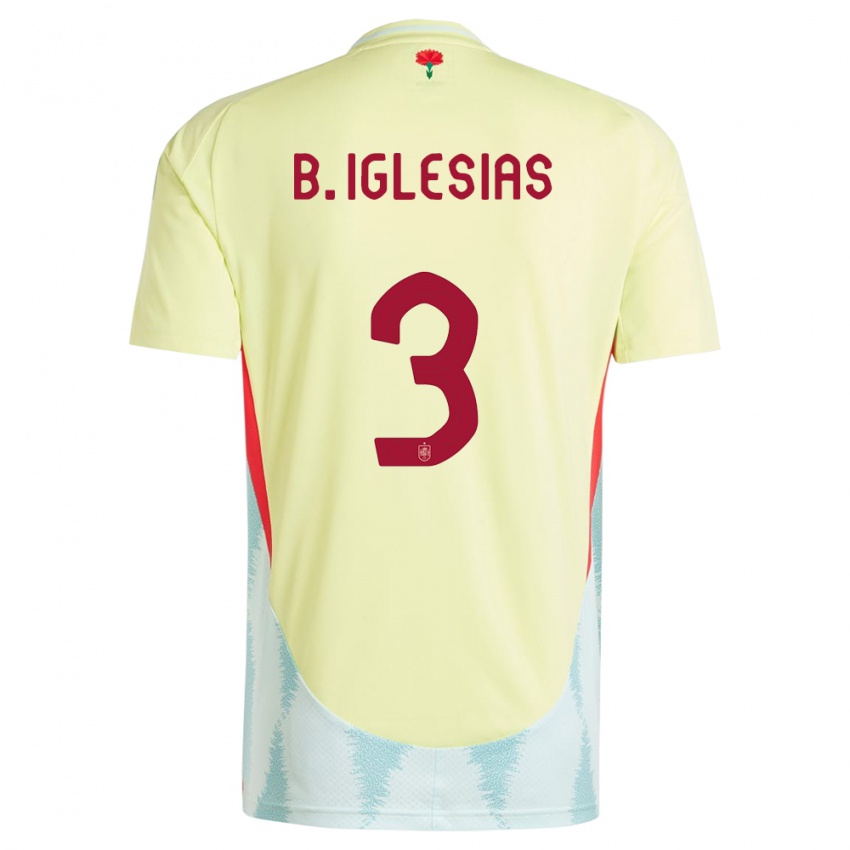 Kinder Spanien Borja Iglesias #3 Gelb Auswärtstrikot Trikot 24-26 T-Shirt