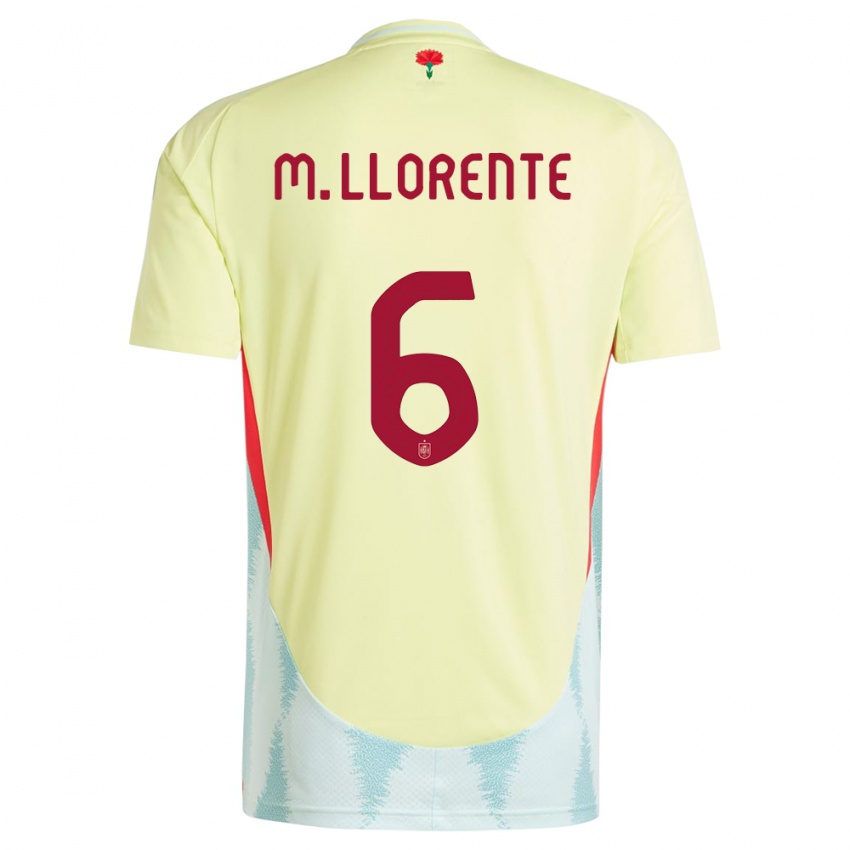 Kinder Spanien Marcos Llorente #6 Gelb Auswärtstrikot Trikot 24-26 T-Shirt