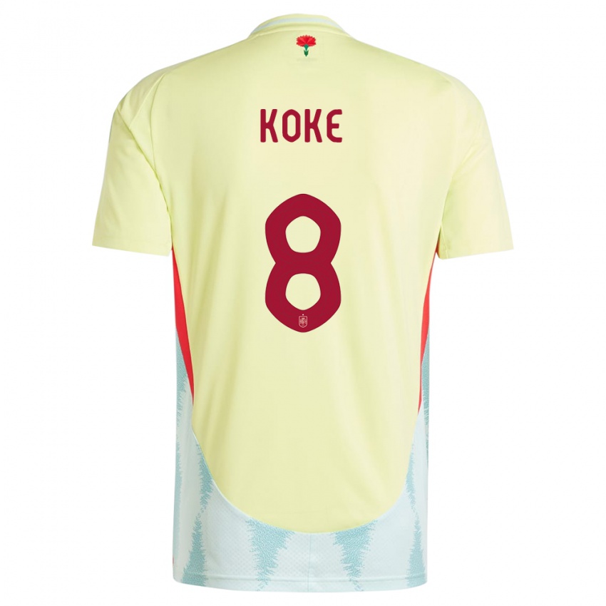 Kinder Spanien Koke #8 Gelb Auswärtstrikot Trikot 24-26 T-Shirt