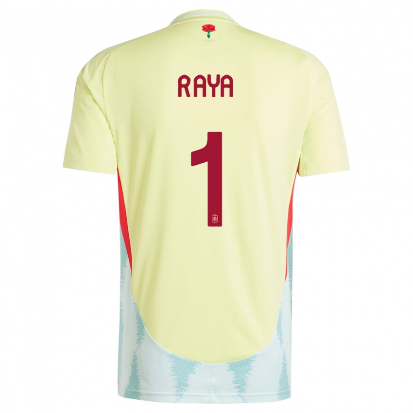 Kinder Spanien David Raya #1 Gelb Auswärtstrikot Trikot 24-26 T-Shirt