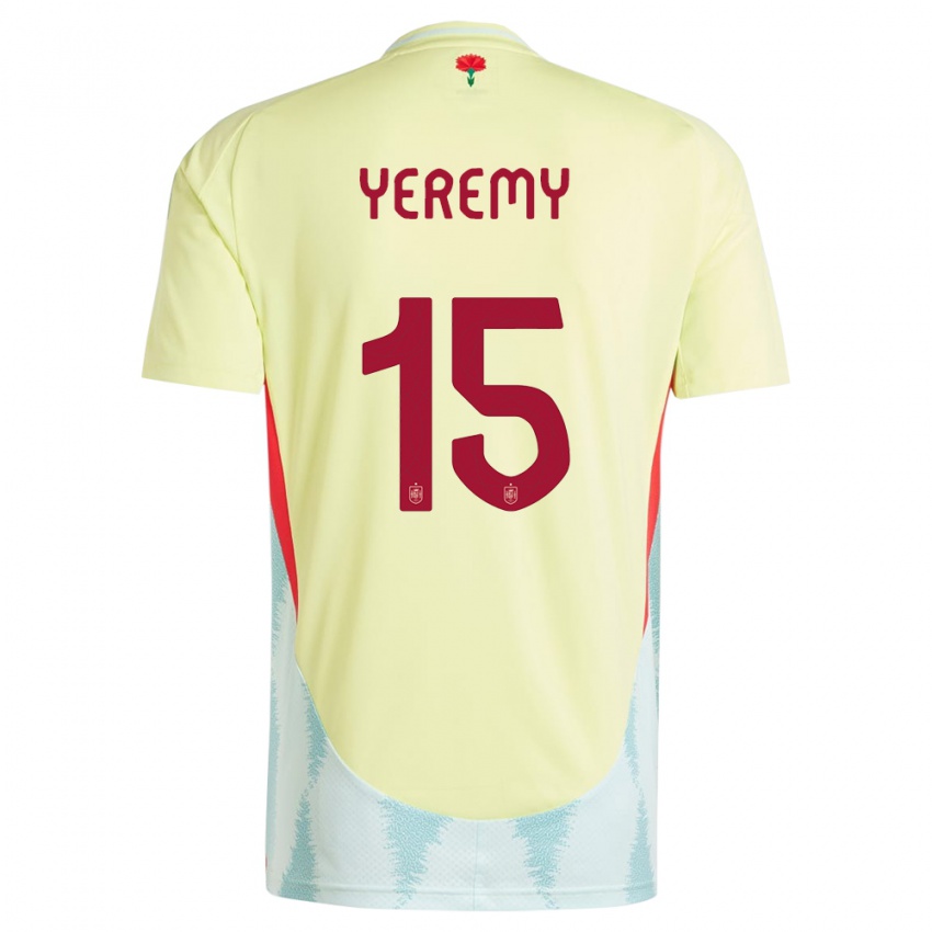 Kinder Spanien Yeremy Pino #15 Gelb Auswärtstrikot Trikot 24-26 T-Shirt