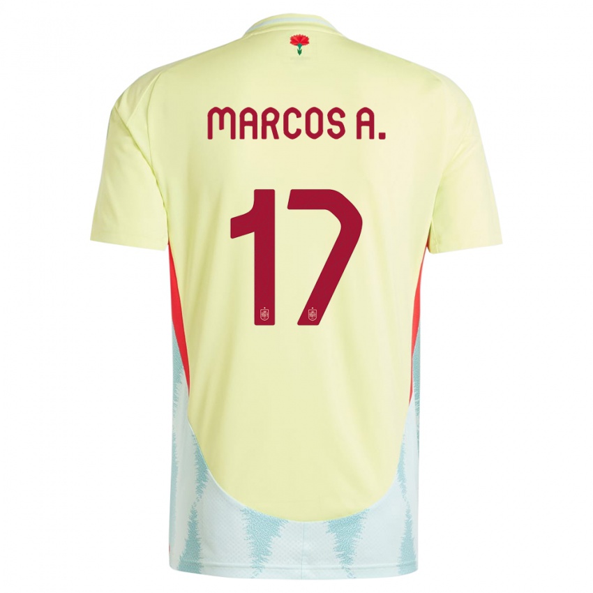 Kinder Spanien Marcos Alonso #17 Gelb Auswärtstrikot Trikot 24-26 T-Shirt