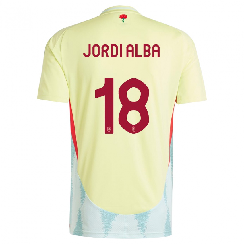 Kinder Spanien Jordi Alba #18 Gelb Auswärtstrikot Trikot 24-26 T-Shirt