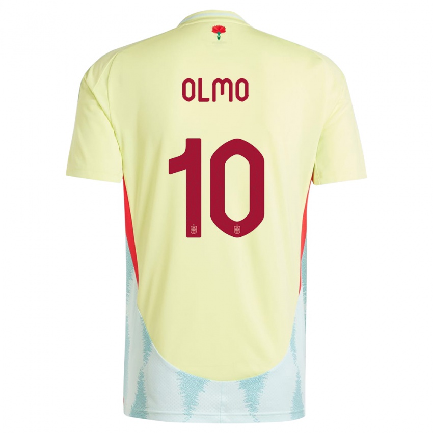 Kinder Spanien Dani Olmo #10 Gelb Auswärtstrikot Trikot 24-26 T-Shirt