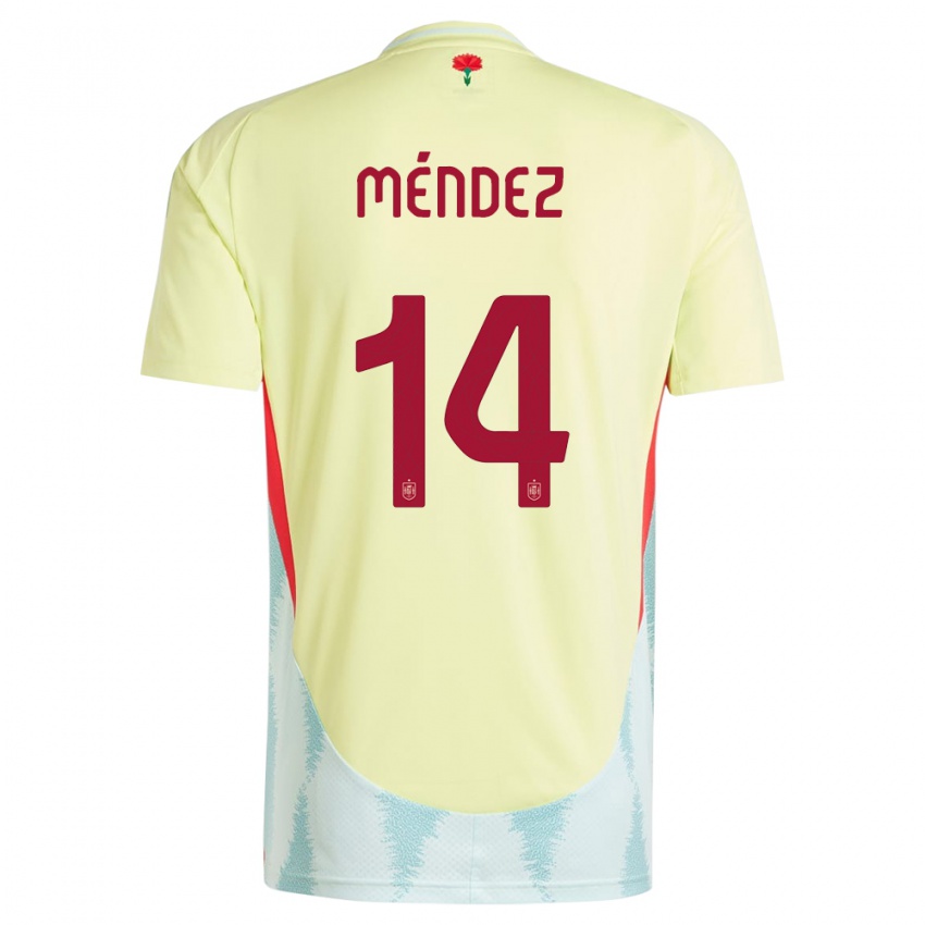 Kinder Spanien Maria Mendez #14 Gelb Auswärtstrikot Trikot 24-26 T-Shirt