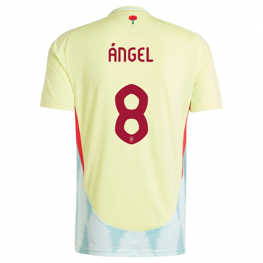 Kinder Spanien Manuel Angel #8 Gelb Auswärtstrikot Trikot 24-26 T-Shirt