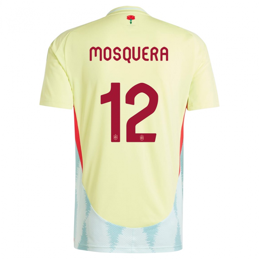 Kinder Spanien Cristian Mosquera #12 Gelb Auswärtstrikot Trikot 24-26 T-Shirt