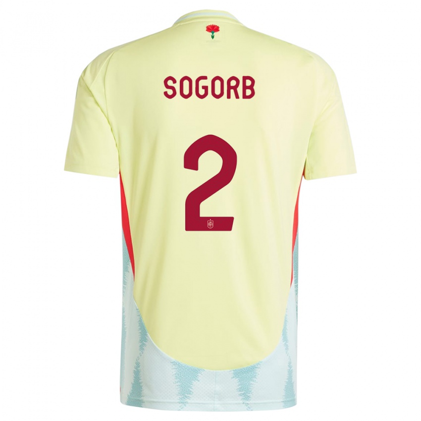 Kinder Spanien Carles Sogorb #2 Gelb Auswärtstrikot Trikot 24-26 T-Shirt