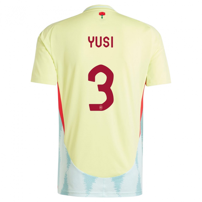 Kinder Spanien Yusi #3 Gelb Auswärtstrikot Trikot 24-26 T-Shirt