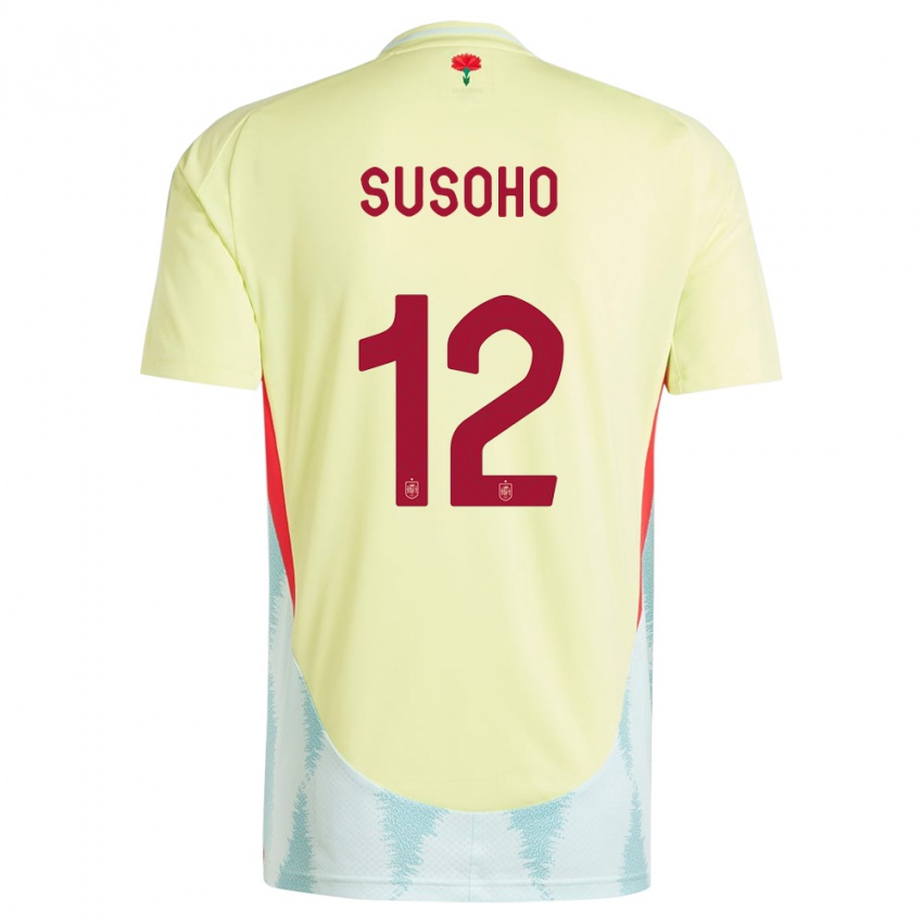 Kinder Spanien Mahamadou Susoho #12 Gelb Auswärtstrikot Trikot 24-26 T-Shirt