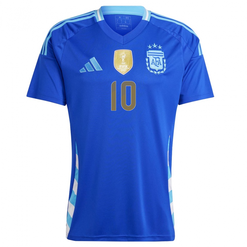 Kinder Argentinien Lionel Messi #10 Blau Auswärtstrikot Trikot 24-26 T-Shirt