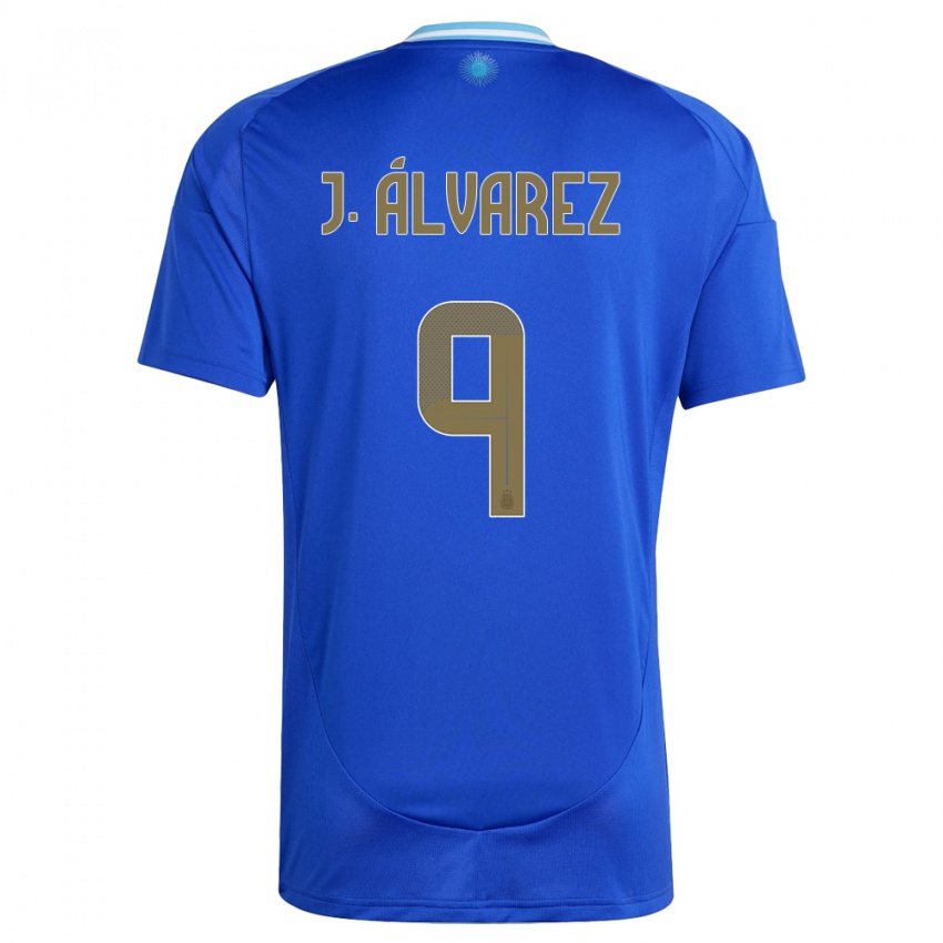 Kinder Argentinien Julian Alvarez #9 Blau Auswärtstrikot Trikot 24-26 T-Shirt