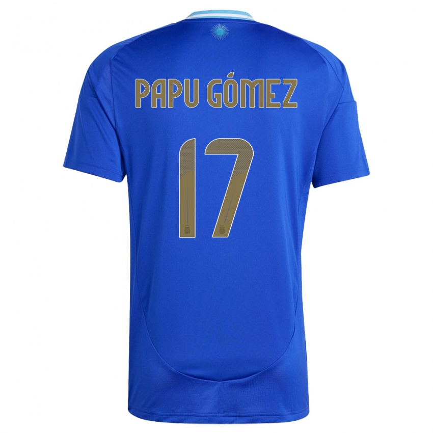 Kinder Argentinien Papu Gomez #17 Blau Auswärtstrikot Trikot 24-26 T-Shirt