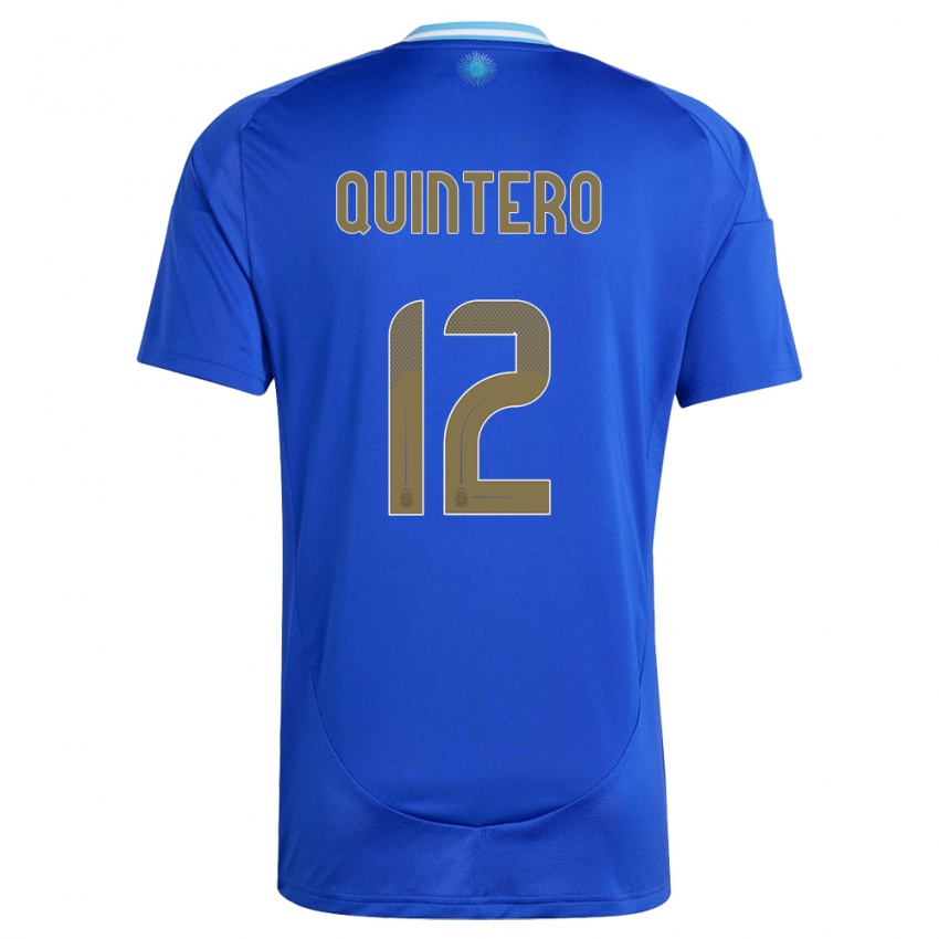 Kinder Argentinien Valentino Quintero #12 Blau Auswärtstrikot Trikot 24-26 T-Shirt