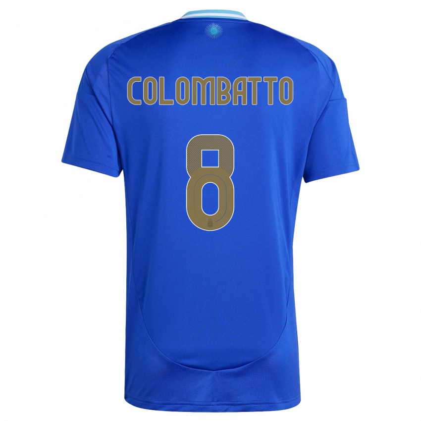 Kinder Argentinien Santiago Colombatto #8 Blau Auswärtstrikot Trikot 24-26 T-Shirt