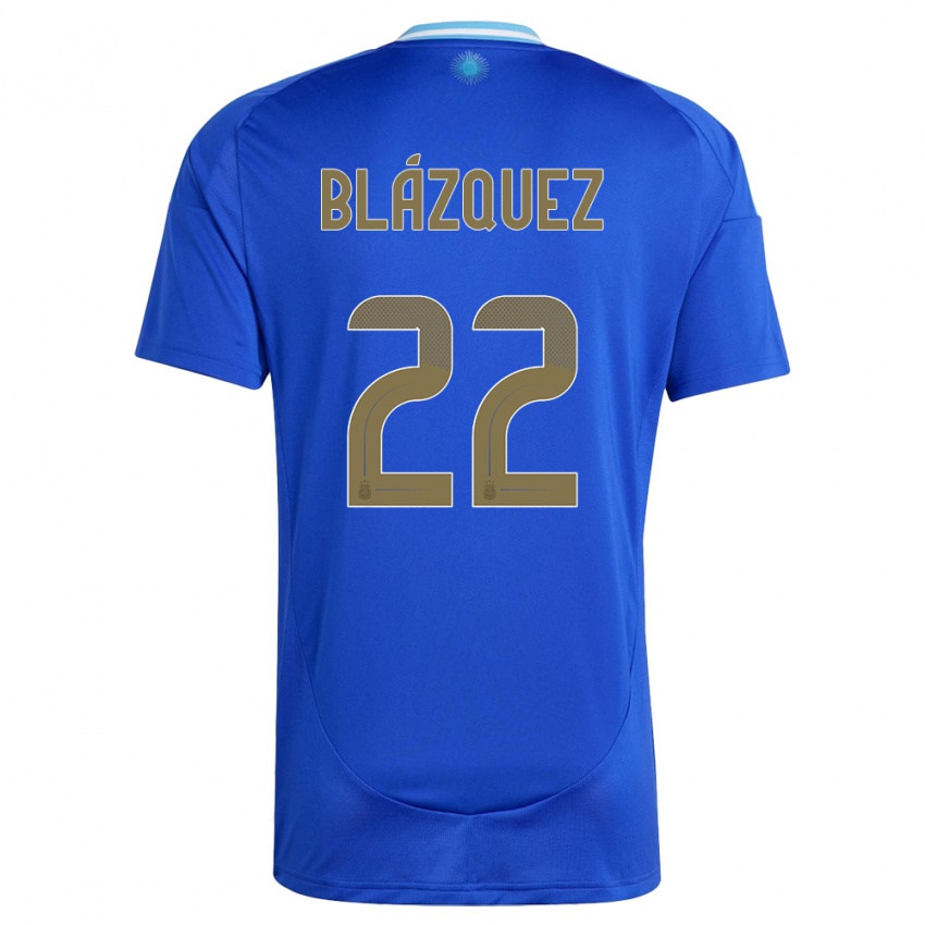 Kinder Argentinien Joaquin Blazquez #22 Blau Auswärtstrikot Trikot 24-26 T-Shirt