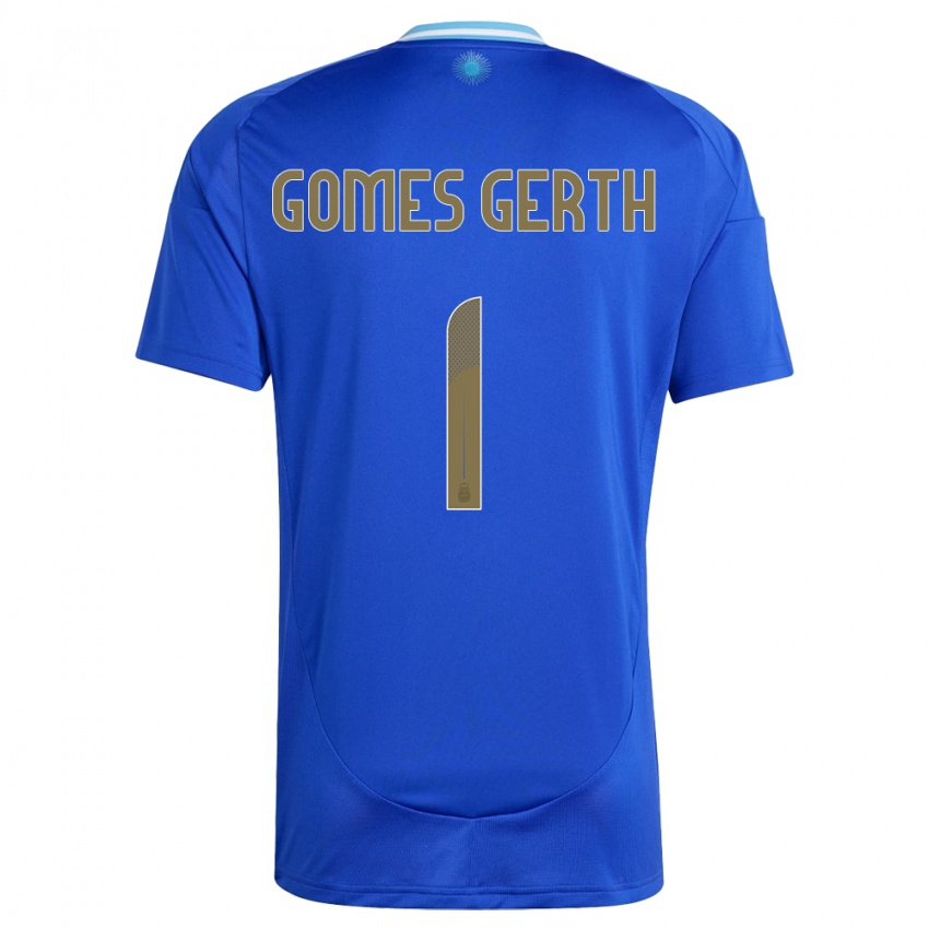 Kinder Argentinien Federico Gomes Gerth #1 Blau Auswärtstrikot Trikot 24-26 T-Shirt