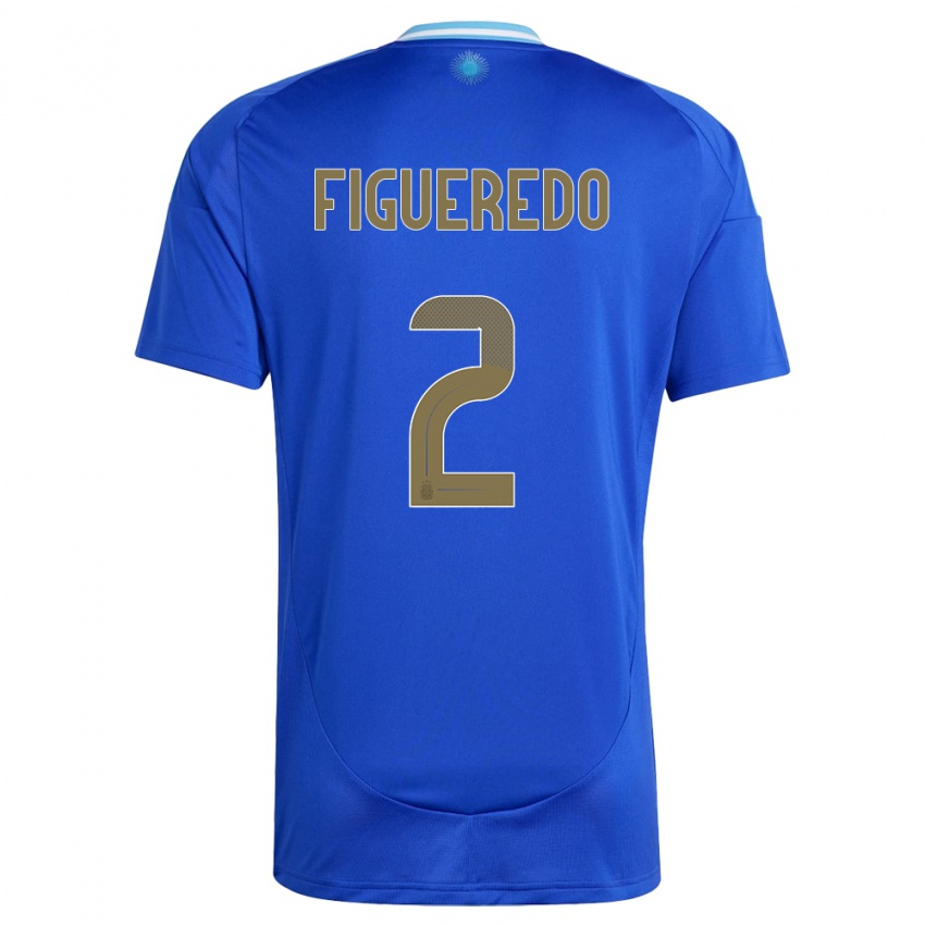 Kinder Argentinien Leandro Figueredo #2 Blau Auswärtstrikot Trikot 24-26 T-Shirt