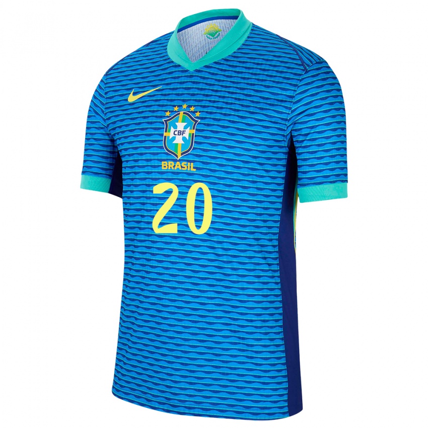 Kinder Brasilien Vinicius Junior #20 Blau Auswärtstrikot Trikot 24-26 T-Shirt