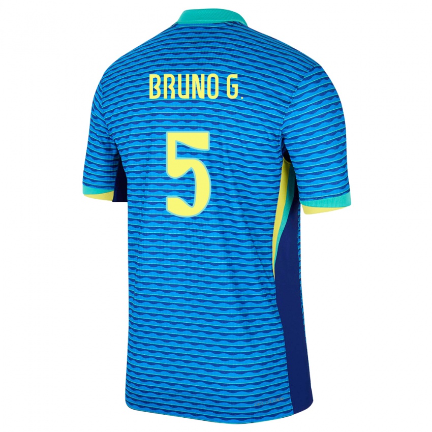 Kinder Brasilien Bruno Guimaraes #5 Blau Auswärtstrikot Trikot 24-26 T-Shirt