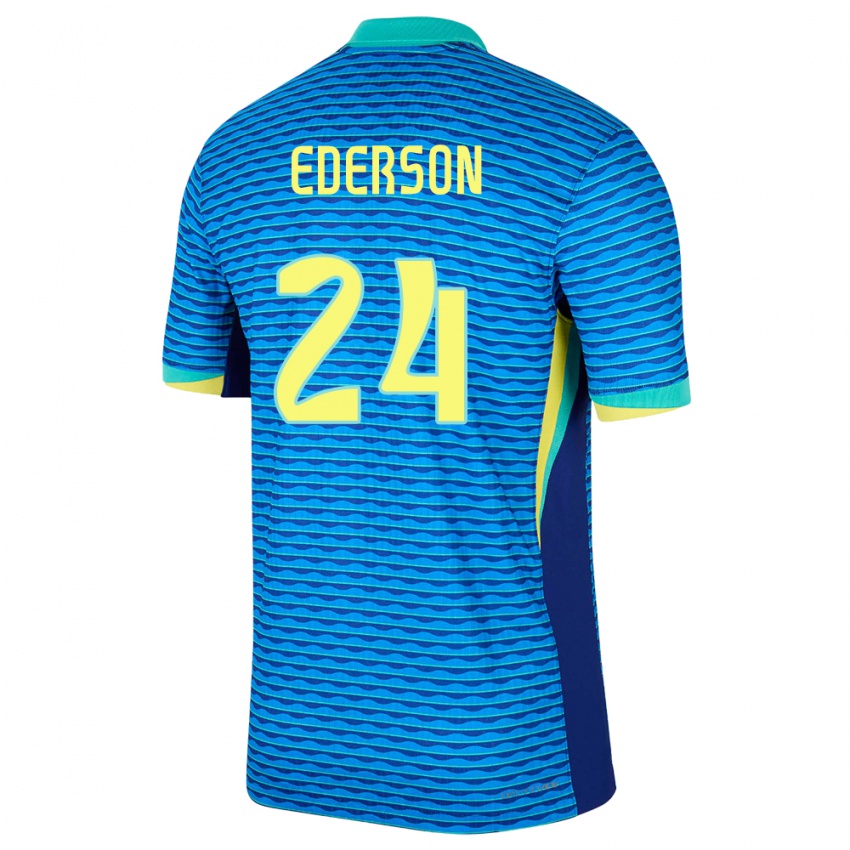 Kinder Brasilien Ederson #24 Blau Auswärtstrikot Trikot 24-26 T-Shirt